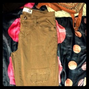 Army green Skinny jeans by guess.